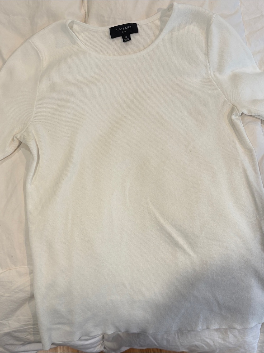 Tahari Cream Crewneck Knit Top